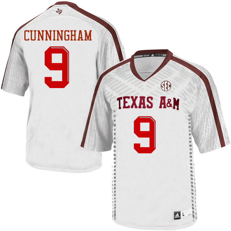 Men #9 Qualen Cunningham Texas A&M Aggies College Football Jerseys-White - Click Image to Close